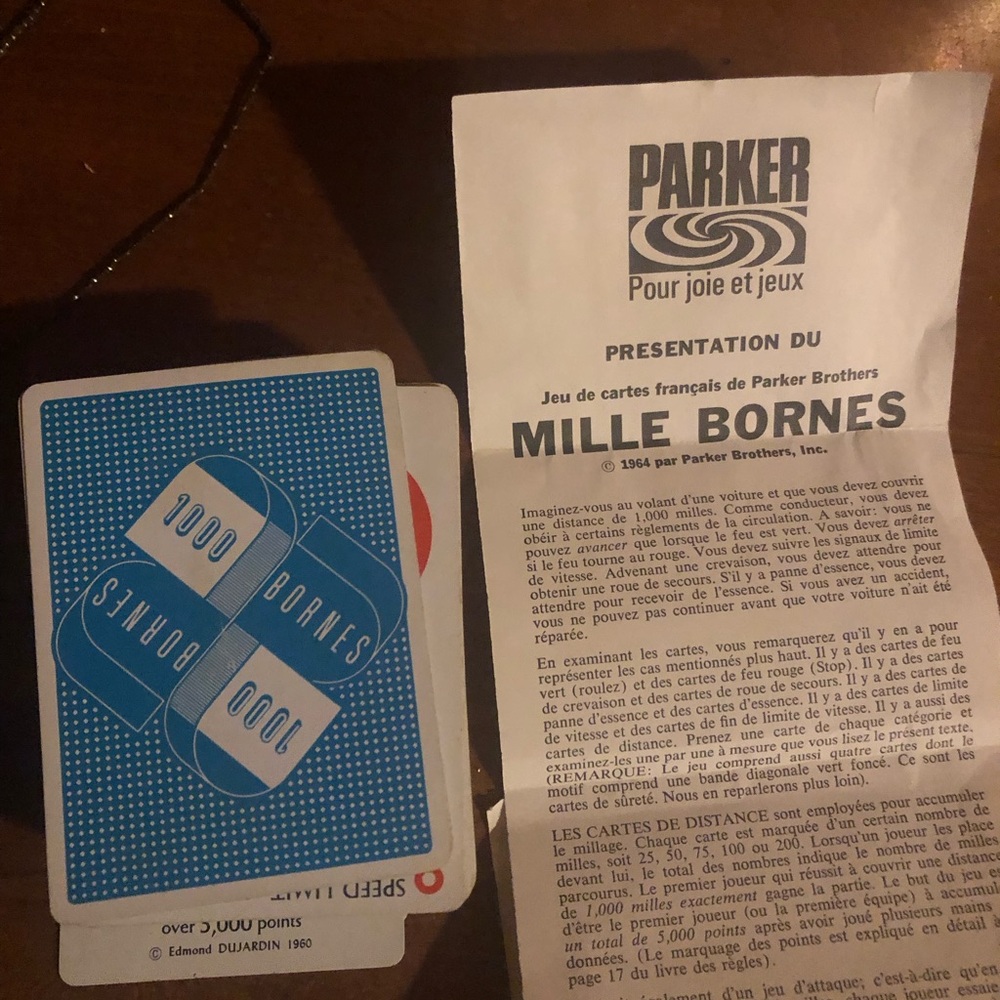 Parker Mille Bornes Card Game - Blue